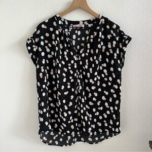 Philosophy V Neck Dotted Pink White V Neck Business Casual Office Work Large